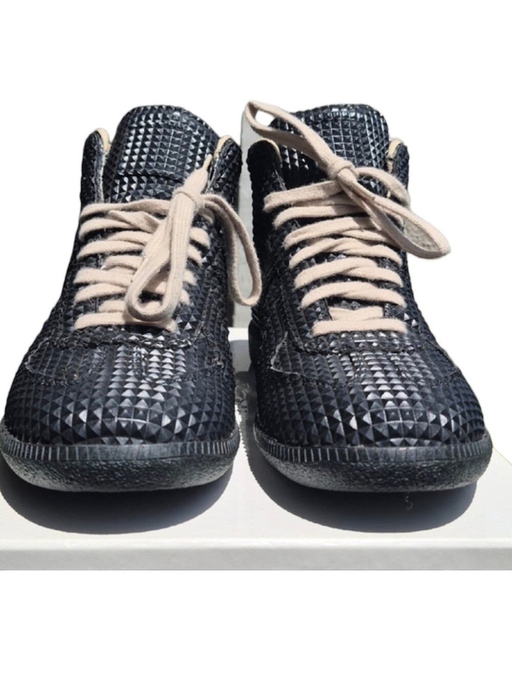 Maison Margiela Studded Pyramid Gat High Top Sneakers, 10, Black.